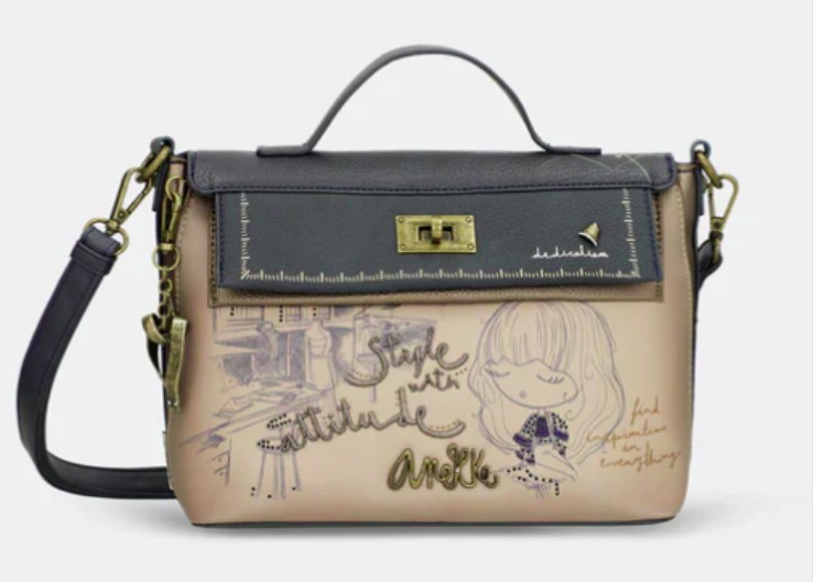 BOLSO CON SOLAPA Y ASA CORTA STUDIO ANEKE